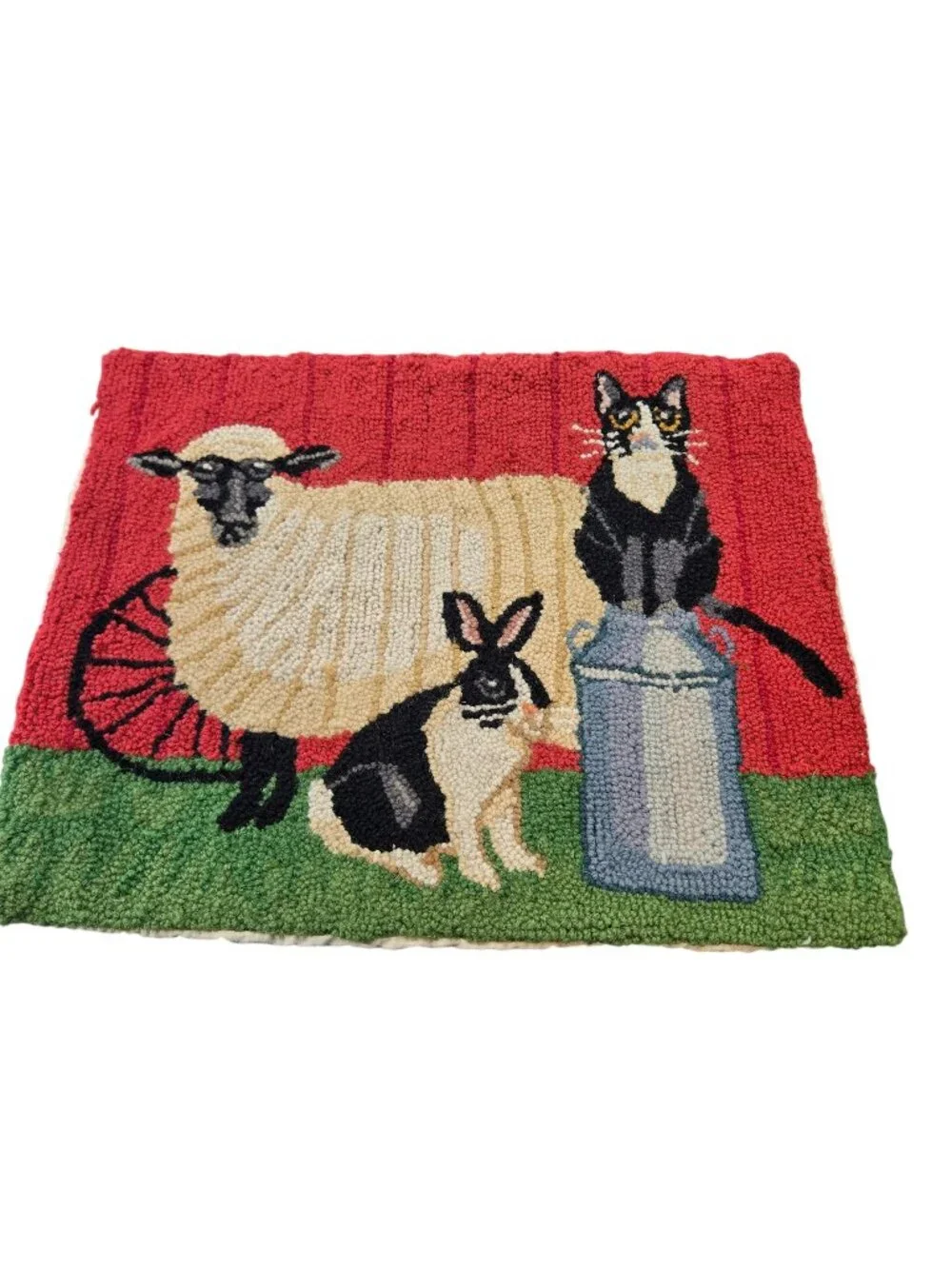Sturbridge Yankee Workshop Folk Art Wool Hooked Farmhouse Throw Pillow Cover 16